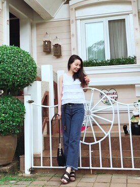 「PAZZO」｜「アイテム（ビーチサンダル）」を使った、Joさん（レディース・160cm）の夏コーディネート