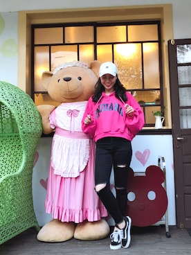 「DC（ディーシー）のアイテム（キャップ）」を使った、Joさん（レディース・160cm）の冬コーディネート