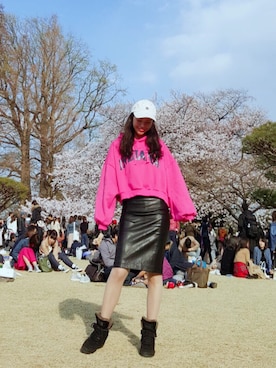 「DC（ディーシー）のアイテム（キャップ）」を使った、Joさん（レディース・160cm）の春コーディネート