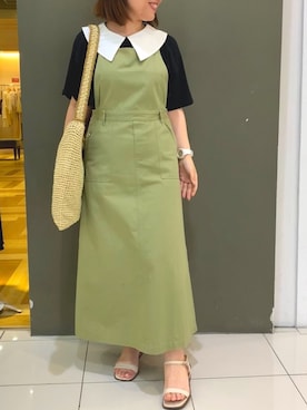 「Green　Parks（グリーンパークス）のアイテム（オールインワン・サロペット）」を使った、H I T O M Iさん（レディース・162cm）の夏コーディネート