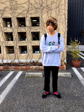 「スエット」｜「アイテム（ローファー）」を使った、あんころもちさん（メンズ・175cm）の冬コーディネート