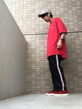 「スエードシューズ」｜「アイテム（キャップ）」を使った、あんころもちさん（メンズ・176cm）の夏コーディネート