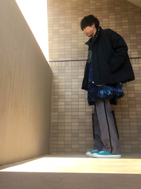 「Wrangler」｜「アイテム（ダウンジャケット/コート）」を使った、あんころもちさん（メンズ・176cm）の春コーディネート