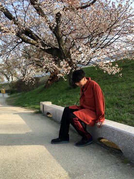 「Needles（ニードルス）のアイテム（バッグ）」を使った、あんころもちさん（メンズ・176cm）の春コーディネート