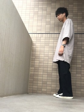 「スリット」｜「アイテム（アナログ腕時計）」を使った、あんころもちさん（メンズ・176cm）の夏コーディネート
