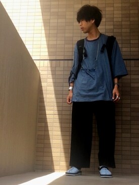 「MISSIONWORKSHOP（ミッションワークショップ）のアイテム」を使った、あんころもちさん（メンズ・176cm）の夏コーディネート