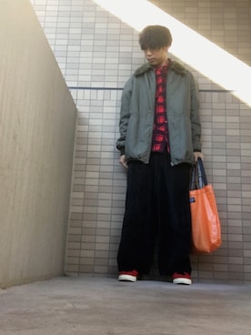 「buddy（バディ）のアイテム（シューズ）」を使った、あんころもちさん（メンズ・176cm）の冬コーディネート