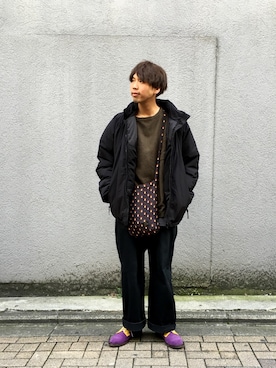 「Needles（ニードルス）のアイテム（バッグ）」を使った、あんころもちさん（メンズ・176cm）の冬コーディネート