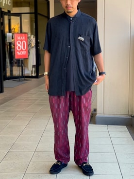 「MANEBU（マネブ）のアイテム（サンダル）」を使った、あんころもちさん（メンズ・176cm）の夏コーディネート