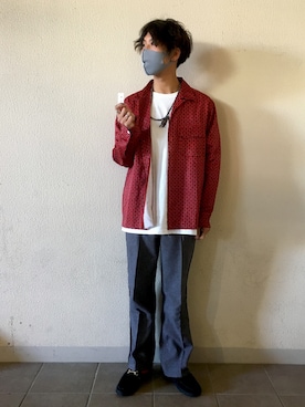 「MANEBU（マネブ）のアイテム（サンダル）」を使った、あんころもちさん（メンズ・176cm）の冬コーディネート