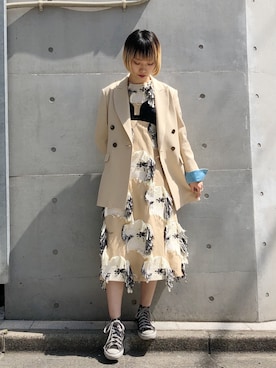 「mame（マメ）のアイテム（ジャケット/アウター）」を使った、arimskさん（レディース・163cm）の春コーディネート