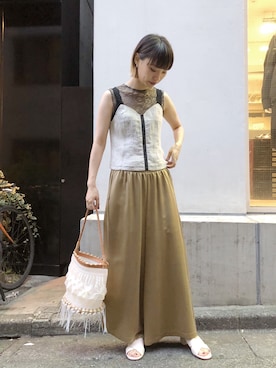「mame（マメ）のアイテム（パンツ）」を使った、arimskさん（レディース・163cm）の夏コーディネート
