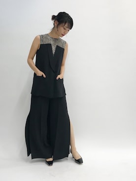 「パーティースタイル」｜「アイテム（オールインワン・サロペット）」を使った、arimskさん（レディース・163cm）の秋コーディネート