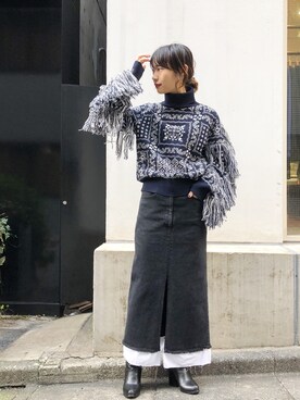 デニムスカートを使った「sacai」の人気ファッションコーディネート - WEAR