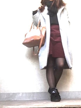 「PUMA」｜「アイテム（チェスターコート）」を使った、yuu ...♩#さん（レディース・163cm）の冬コーディネート