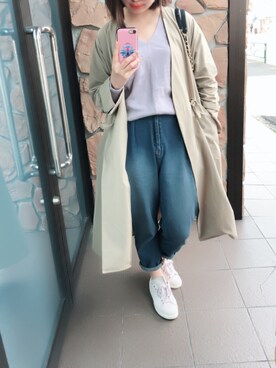「スタンスミス」｜「アイテム（スニーカー、パープル系）」を使った、yuu ...♩#さん（レディース・163cm）の春コーディネート