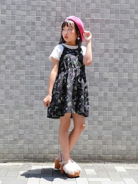 「アイテム（帽子）」を使った、JENNIさん（キッズ・132cm）の夏コーディネート