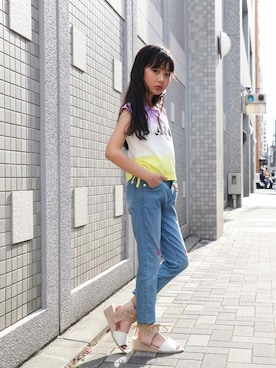 「アイテム（サンダル）」を使った、JENNIさん（キッズ・133cm）の夏コーディネート