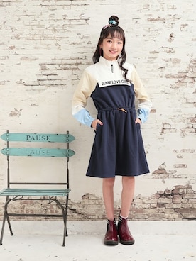 「アイテム（ワンピース/ドレス）」を使った、JENNIさん（キッズ・151cm）の冬コーディネート