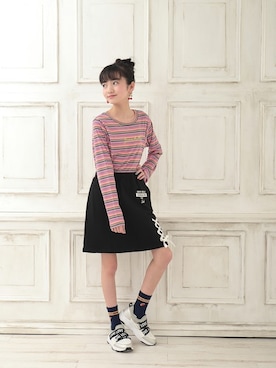 「アイテム（スカート）」を使った、JENNIさん（キッズ・151cm）の春コーディネート