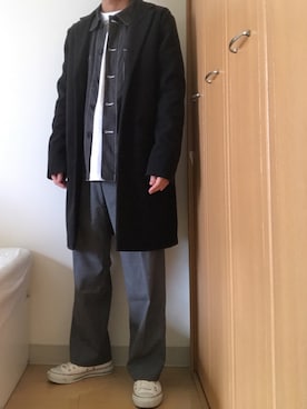 「グレンチェック」｜「アイテム（カバーオール）」を使った、ともさん（メンズ・162cm）の冬コーディネート