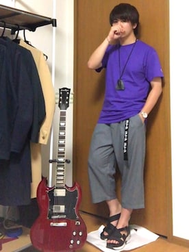 「アイテム（バングル/リストバンド）」を使った、Takuya∞さん（メンズ・170cm・20代）の夏コーディネート