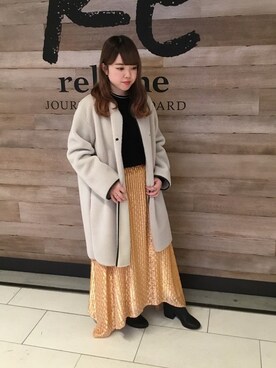 「JOURNAL STANDARD relume（ジャーナルスタンダード　レリューム）のアイテム（ムートンコート）」を使った、JOURNAL STANDARD relume 豊洲店 スタッフさん（レディース・160cm）の秋コーディネート