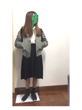 「MONKI（モンキ）のアイテム（スニーカー）」を使った、じぇしーさん（レディース・153cm）の冬コーディネート