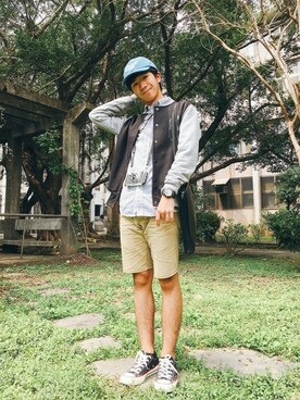 「GAP（ギャップ）のアイテム（スタジャン）」を使った、Pigger さん（メンズ・169cm）の春コーディネート