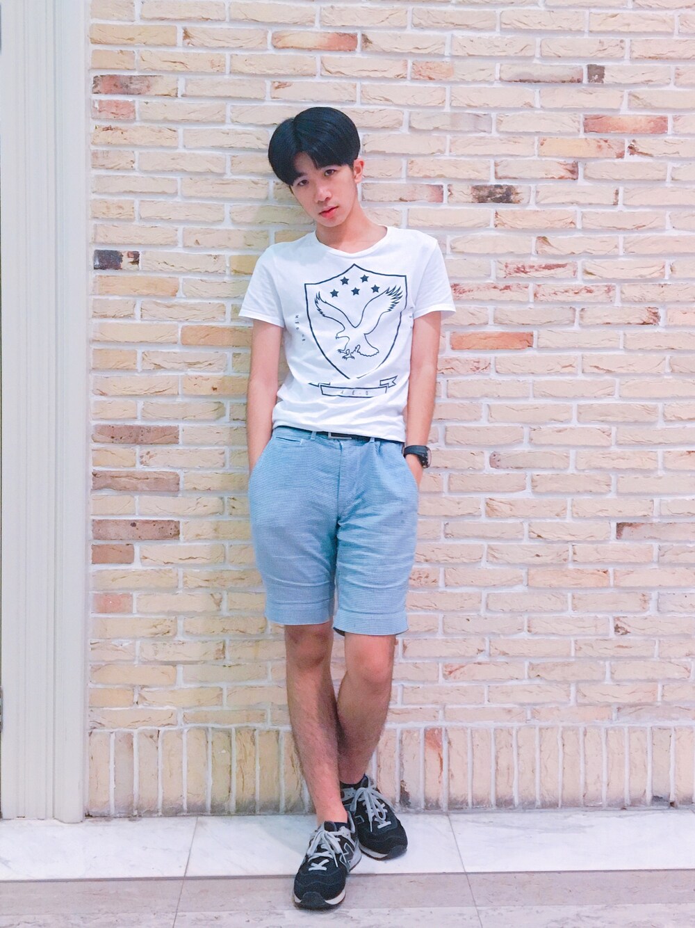 「Red Cloud MFG & Coのアイテム（Tシャツ/カットソー、ホワイト系）」を使った、Pigger さん（メンズ・169cm）の夏コーディネートの1枚目の写真