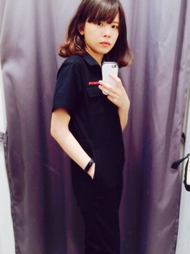 「GU（ジーユー）のアイテム（つなぎ/オールインワン）」を使った、KKさん（レディース・164cm）の春コーディネート