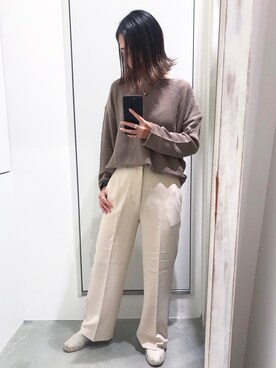 「Aunt Marie's（アントマリーズ）のAUNT MARIE'S Loose over knit（ニット/セーター）」を使った、harucaさん（レディース・155cm）の秋コーディネート