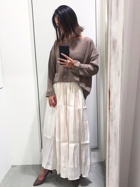 「Aunt Marie's（アントマリーズ）のAUNT MARIE'S Loose over knit（ニット/セーター）」を使った、harucaさん（レディース・155cm）の秋コーディネート