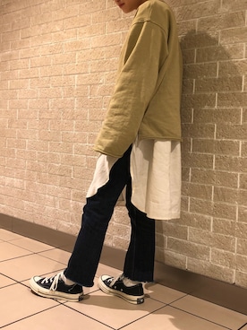「ピスタチオ」｜「アイテム（チュニック）」を使った、hinaさん（レディース・147cm）の冬コーディネート