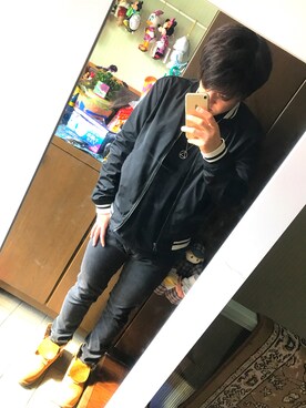 「American Eagle（アメリカンイーグル）のアイテム（ナイロンジャケット）」を使った、HAYAさん（メンズ・169cm）の冬コーディネート