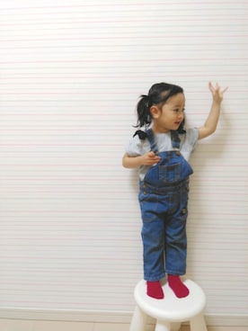 「肩リボン」｜「アイテム（オールインワン・サロペット）」を使った、nippyさん（キッズ・80cm）の春コーディネート