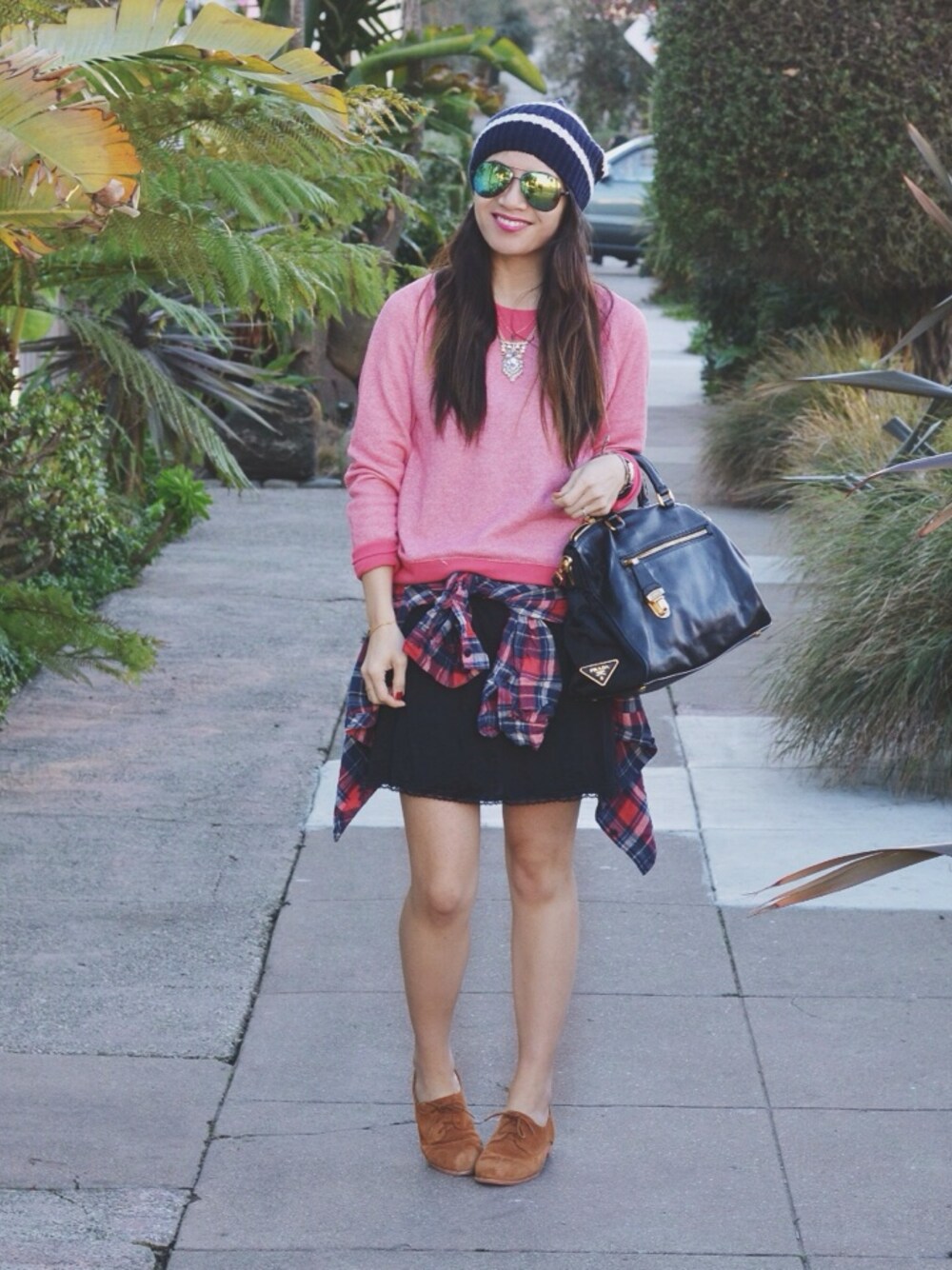 「BAG、dolce vita、dress、flats、FOREVER 21、GAP、H&M、hat、PRADA、target」｜Nancyさん（レディース）の冬コーディネートの1枚目の写真
