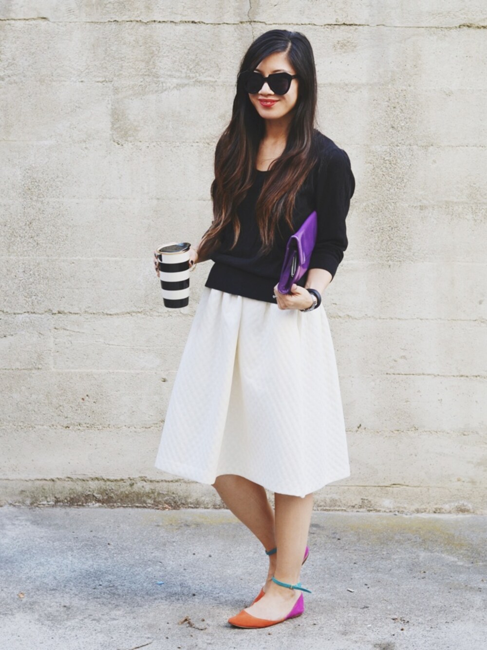 「flats、H&M、ShoeMint、skirt」｜Nancyさん（レディース）の秋コーディネートの1枚目の写真