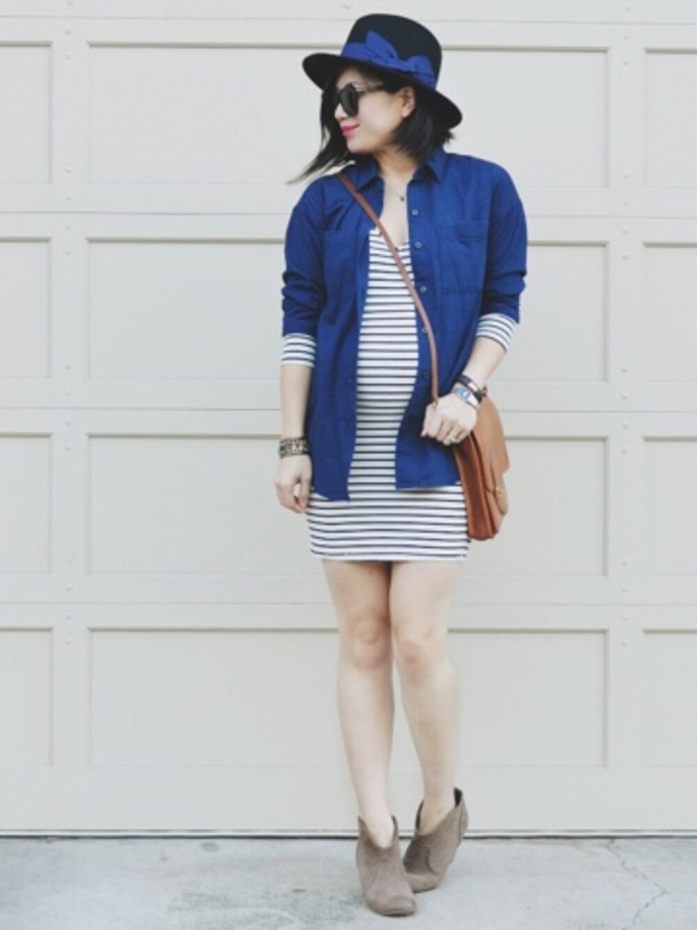 「Amour Vert、BAG、boyfriend、COACH、dress、fedora、FOREVER 21、hat、old navy、top」｜Nancyさん（レディース）の春コーディネートの1枚目の写真