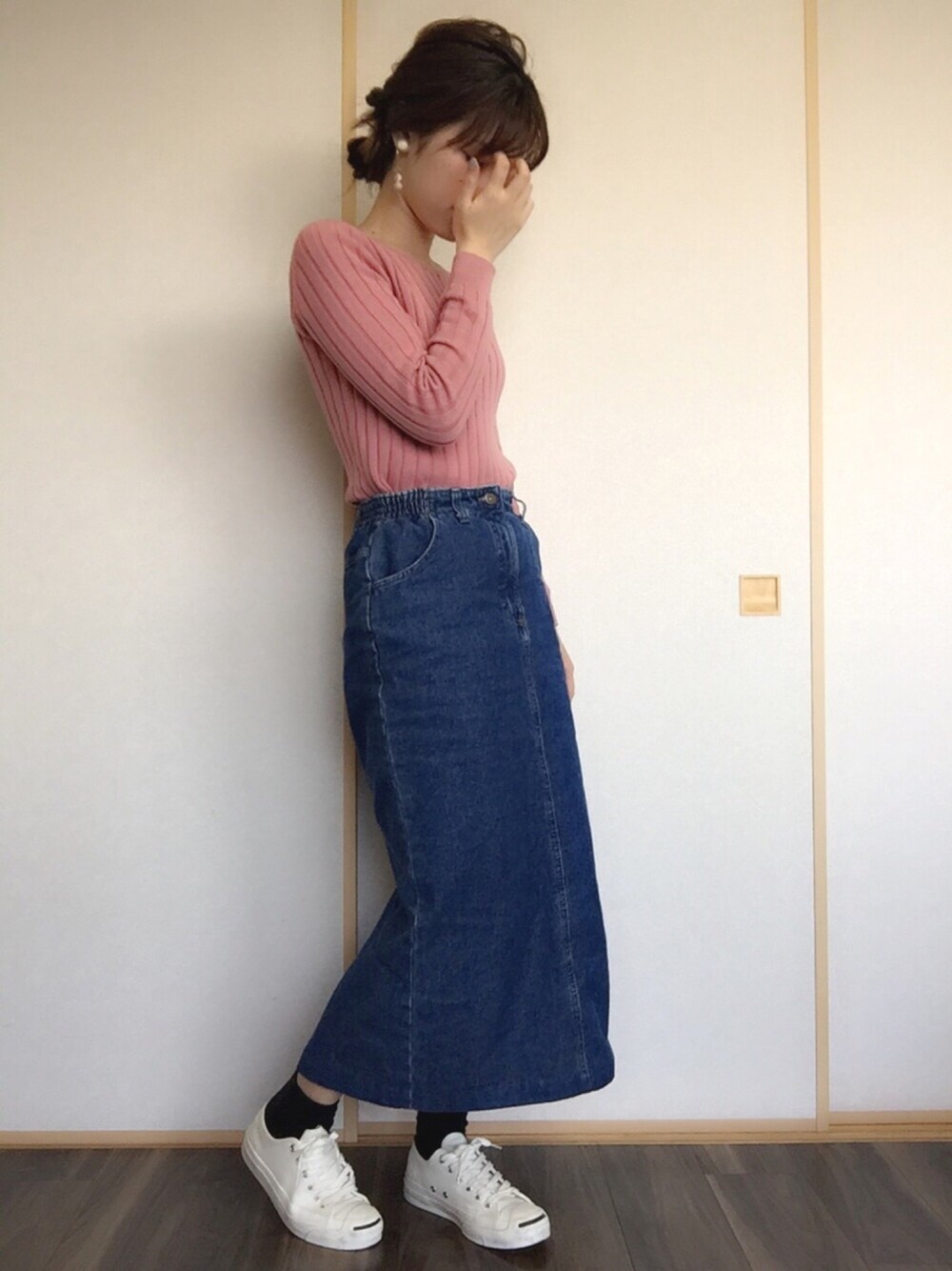 yumiさんの「古着デニムロングタイトスカート（Lee）」を使ったコーディネート