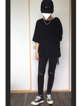 「UNIQLO（ユニクロ）のWOMEN ウルトラストレッチジーンズ（デニムパンツ）」を使った、yumiさん（レディース・160cm）の春コーディネート