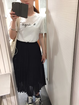 「LOWRYS FARM（ローリーズファーム）のシフォンプリーツスカート　713473（スカート）」を使った、yumiさん（レディース・160cm）の夏コーディネート