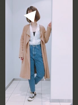 「スカラップ」｜「アイテム（トレンチコート）」を使った、yumiさん（レディース・160cm）の春コーディネート