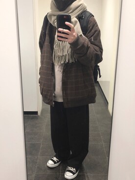 「アイテム（ブルゾン、ブラウン系）」を使った、ゆうさん（メンズ・165cm）の冬コーディネート