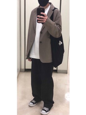 「flaner（フラネ）のアイテム（パンツ）」を使った、ゆうさん（メンズ・165cm）の冬コーディネート
