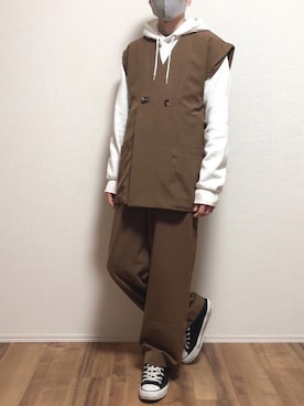 「flaner（フラネ）のアイテム（パンツ）」を使った、ゆうさん（メンズ・165cm）の春コーディネート