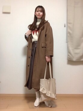 「DHOLIC（ディーホリック）のアイテム（ダウンジャケット/コート）」を使った、naochiさん（レディース・162cm）の冬コーディネート