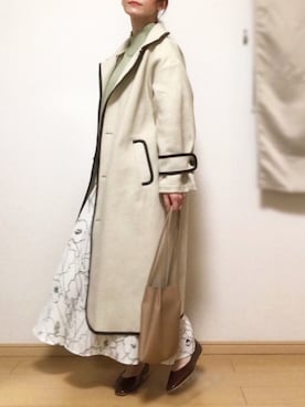 「GRL（グレイル）のステンカラーウールタッチパイピングコート（その他アウター）」を使った、naochiさん（レディース・162cm）の春コーディネート