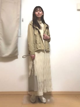 「シースルー」｜「アイテム（マウンテンパーカー）」を使った、naochiさん（レディース・162cm）の春コーディネート