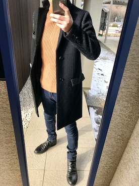 「DOWBL（ダブル）のアイテム（ニット/セーター）」を使った、kさん（メンズ・173cm）の冬コーディネート